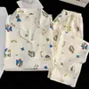Direto da Fábrica/Boa Qualidade Conjunto de Pijama Cardigan de Algodão Nuvem com Lapela para Mulheres Primavera/Outono Manga Longa Calça Longa Conjunto para Casa
