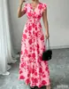 Novo Vestido Longo Francês 2026 com Decote em V e Ajuste na Cintura, Vestido Elegante Europeu e Americano Transfronteiriço Amazon AliExpress