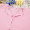2026 Otoño e Invierno Europeo y Americano Rosa Algodón Puro Cárdigan Manga de Linterna Volante Conjunto de Pijama Manga Larga Pantalones Cortos Ropa de Casa para Mujer