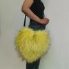 Bolso bandolera de amor europeo y americano de piel Bolso de felpa piel sintética de mapache bolso de hombro con forma de corazón bolso de piel de moda y personalidad