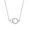 Colar de prata esterlina s925 com anel duplo cravejado de diamantes, luxo leve, requintado, moderno, simples, versátil, design de nicho, nova corrente para clavícula