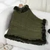 Capa de Punto Grueso Oversize Cálida para Otoño e Invierno con Cuello de Piel Sintética de Conejo 2024 Nuevo Abrigo Suéter de Punto Grueso Transfronterizo
