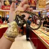 Pingente de Ouro Puro Deus da Riqueza, Chaveiro de Ouro, Pingente para Celular, Acessório para Bolsa, Brinde Promocional, Ornamento de Ouro Trazedor de Fortuna