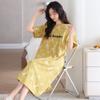 Camisón de Estilo Nuevo 2025 para Mujer de Verano de Una Pieza de Algodón Puro de Manga Corta con Almohadilla en el Pecho Ropa de Casa Estilo Deseo Puro para Mujer para Verano