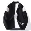 428 Plano de Moda Tendencia Color Block Clásico Cuello Alto Cárdigan Tejido Gris Oscuro Gris Claro Negro En Stock Pedido Completo
