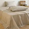 Lençol de cama de gaze dupla de algodão puro espessado estilo francês, peça única, adequado para todas as estações, capa de edredom de gaze 100% algodão, conjunto de lençol de baixo com elástico para cama de solteiro, conjunto de três peças