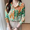 Ropa Femenina del Sudeste Asiático Transfronteriza, Holgada, Adelgazante, Cómoda, de Manga Larga, Estampada Personalizada, Camisas Versátiles para Mujer
