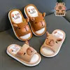 Chinelos de Linho Kapibala para Crianças Primavera e Outono, Sola Macia Antiderrapante, Algodão e Linho Respiráveis, Chinelos Domésticos Pai-Filho para Crianças