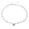 Colar Chave Coração de Diamante Rosa Modelo Novo 2025 Feminino Design de Alto Padrão Corrente Clavicular Celebridade da Internet Colar Chave de Verão