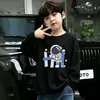 Estilo Nuevo Primavera y Otoño Moda Infantil Camiseta con Estampado de Dibujos Animados 100% Algodón Moda Infantil Camiseta de Manga Larga con Cuello Redondo para Niños