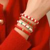 Pulseira de Natal Mais Vendida da Amazon, Pulseira com Pingente de Liga, Contas de Arroz Árvore de Natal Floco de Neve, Pulseira de Contas de Argila Macia