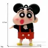Llavero de Muñeco Colgante de Crayon Shin-chan Disfrazado de Dibujos Animados Colgante de Goma Blanda 3D de Crayon Shin-chan Juguete Periférico de Anime