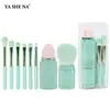 Estuche de Almacenamiento para Set de Brochas de Maquillaje Retráctiles Portátil de Viaje Brocha para Sombras de Ojos Brocha para Polvo Suelto Brocha para Rubor Herramientas de Belleza para Principiantes
