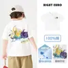 Camiseta de Algodão Fresca de Manga Curta para Meninos Europeus - Lançamento 2026 Roupas Infantis Verão Blusa Fina de Meia Manga para Crianças e Bebês