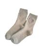 Meias de veludo de mink novas para Outono e Inverno meias femininas de comprimento médio para a panturrilha bordado de rosto sorridente forradas com fleece grossas quentes à prova de frio meias para pós-parto meias-calças