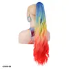 Extensión de Cabello Cola de Caballo Color Arcoíris Ombré Larga Ondulada Cabello Sintético Clip de Garra Postizo Cola de Caballo