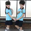 Roupas Esportivas para Alunos do Ensino Fundamental Traje de Verão de Manga Curta Roupas para Jardim de Infância Conjunto de Duas Peças Camiseta Vestido para Professor e Aluno Vestido de Classe