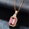 WISH venta caliente transfronteriza brasil collar colgante de turmalina roja creativa estilo coreano collar de piedra cuadrada cadena de clavícula
