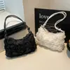Bolso de Banquete para Mujer de Malla Rosa Nueva Moda Bolso de Axila Pequeño Fresco Simple Bolso de Hombro Bolso de Mano con Flores