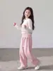 Traje de Niña Otoño Nuevo Conjunto Dopamina Niña Camisola de Punto Manga Larga Pantalones de Pierna Ancha Ropa de Otoño para Niños