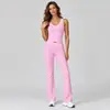 Conjunto Esportivo de Cintura Alta Transfronteiriço para Mulheres, Conjunto de Calça Flare Ajustada sem Costas com Blocos de Cor para Yoga, Roupa de Fitness Yoga