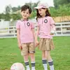 Uniformes de Jardín de Infancia para Estudiantes de Primaria Conjunto de Dos Piezas de Manga Corta de Verano Fresco y Cómodo Rosa Uniformes Casuales de Clase Uniformes para Reuniones Deportivas