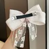 Fita de Renda Rosa com Flores, Rede, Laço de Trevo de Quatro Folhas com Pérolas e Diamantes, Presilha de Primavera, Acessórios de Cabelo Suaves Rejuvenescedores para Mulheres