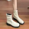 Botines Acordonados Cómodos de Suela Gruesa que Aumentan la Altura para Mujer, Nuevo Estilo Otoño/Invierno 2026, Tacón Grueso con Hebilla de Cinturón, Botas de Moda Adelgazantes