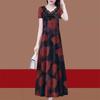 Elegante Vestido de Verano con Cintura Ajustada en el Hombro Derecho de Manga Corta Estilo Nuevo del Sudeste Asiático para Mujer Tallas Grandes Moda Faldas Estampadas de Moda