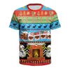 Ropa Festiva de Santa Claus Nueva Europea y Americana 2024 Impresión Digital 3D Juvenil Casual Holgada Cuello Redondo Manga Corta