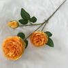 Flor de Seda de Peonía Simulada de 3 Cabezas Estilo Europeo Boda Decoración del Hogar Flor Falsa Arreglo para Arco de Boda Flor de Peonía Simulada