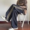 Pantalones Casuales para Hombre Nasa de Tres Rayas Verano Estilo Americano Seda de Hielo Retro High Street Nuevo Recto Suelto Deportivo