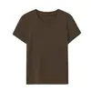 Moderna Camiseta de Mujer Nueva Primavera/Verano de Lyocell con Cuello Redondo y Manga Corta, Versátil Top Básico Ajustado
