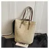 Bolsa de Palha Tecida Grande Capacidade Estilo Coreano Nova Moda Feminina Fabricante Atacado Bolsa de Praia para Férias na Praia Bolsa de Palha Tecida Casual de Ombro Único