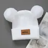 Gorro de Punto para Niños Otoño e Invierno Niño Bebé Lana Bonita Bola de Pelo A prueba de Frío Cálido Letra Niñas Gorro Pullover