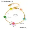 Rueda de la Fortuna Dongguan Joyería de Acero Inoxidable Hecho a Mano Colorido Flores Pequeñas Moda Lujo Accesible Juego de Collar y Pulsera de Cuentas de Vidrio