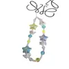 Corrente para Celular com Pingente de Câmera CCD, Pulseira Colorida Estilo Ins com Sino de Vento Flor para Meninas, Acessório Curto de Corrente de Contas Feito à Mão