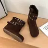 Botas Nuevas con Plataforma para Mujer Botas Hermosas Hebilla Western Cinturón de Cuero Retro Otoño Invierno Lade 2026 Birkenstock Botas de Suela Gruesa Suela Suave
