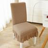 Funda de silla de vellón polar engrosada de una sola pieza, funda de silla elástica todo incluido con volantes, funda para respaldo de silla de hotel, cubierta integrada para palillos