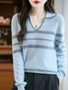 Camisa Polo com Gola Meio Aberta 100% Lã Camada Interna Feminina Outono e Inverno Nova Cor Mel Combinação Jacquard Pulôver Atacado