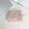 Portatarjetas de broche de satén estilo coreano 'soft girl', monedero lindo con estampado de lunares, bolsa pequeña portátil para guardar auriculares y joyas