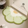 Tapete de Tierra de Diatomeas, Absorbente de Agua, Antideslizante, Secado Rápido para Entrada de Baño, Tapete Antideslizante Semircircular Floral