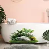 Planta Verde Fresca Decorativa em Vaso Adesivos de Parede Adesivos para Banheira Banheiro Sala de Estar Parede de Fundo Decoração de Casa Adesivos de Parede Autoadesivos Pvc