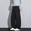 Calças largas estilo americano para homens, calças compridas casuais retas e soltas para o outono, caimento suave, cintura elástica, calças para jovens
