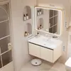 Gabinete de baño de aluminio de panal engrosado con lavabo de cerámica integrado y unidad de tocador