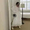 Conjunto Coreano Ins Estilo Francés Vintage Exquisito Bordado Encaje de Ganchillo Camisa + Falda de Cintura Alta con Volantes para Otoño