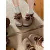 Sapatos de Neve de Algodão Aveludado Retrô Francês de Solado Grosso para Inverno Feminino 2025 Novos Quentes Antiderrapantes Peludos Birkenstock