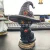 Lâmpada de Mesa Gato Preto de Novo Produto Transfronteiriço Lâmpada de Mesa Gato Preto Colorido Gótico Ornamento de Artesanato em Resina