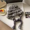 Chapéu de Pelo de Coelho Genuíno para Mulheres no Outono e Inverno Chapéu de Pelo Peludo Acolchoado à Prova de Frio e Quente Proteção para as Orelhas Touca de Lã Tricotada