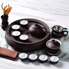 Juego de Té Kung Fu de Arcilla Púrpura con Tetera, Tazas de Té, Bandeja de Té, Juego de Té de Cerámica, Cuenco Redondo para Lavar el Té, Almacenamiento de Agua, Jia Shi Hua